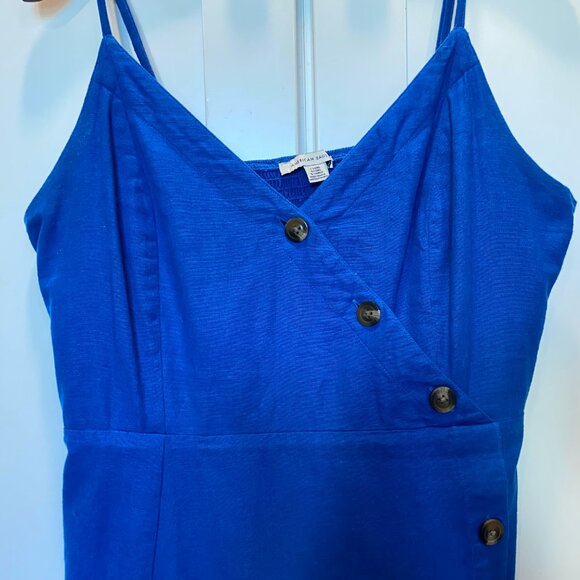 American Eagle AE | Cobalt Blue Asymmetric Button Front Dress - Picture 4 of 7